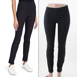 Theory Plaid Slim Zip Cuff Trousers in Blue Multi